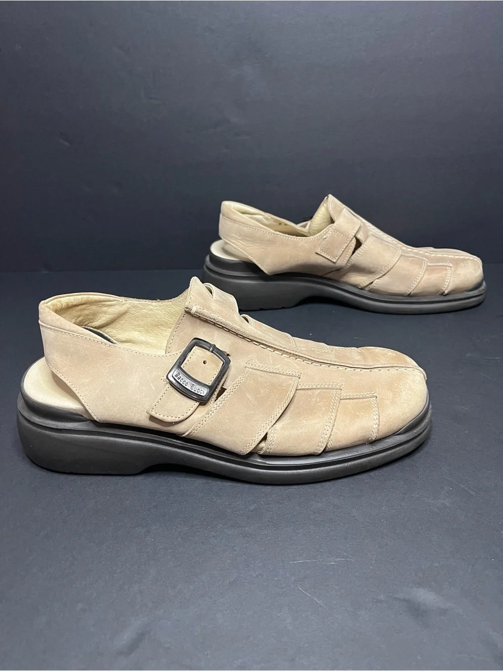 Men's Bacco Bucci Tan Leather Fisherman Sandals - Sz 9D